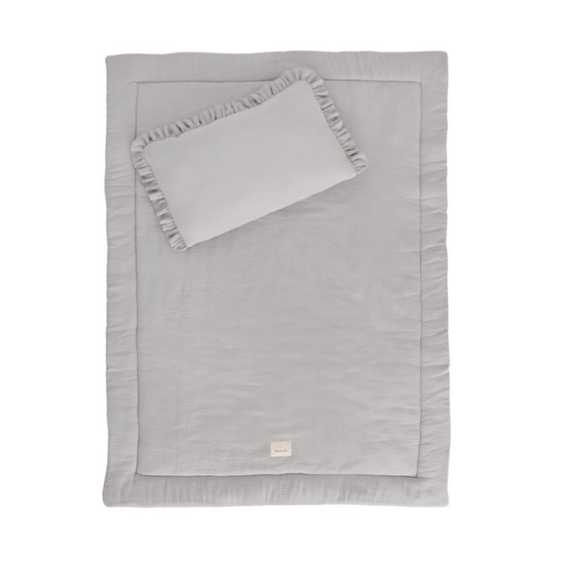 Muslin bedding set with filling ruffles Grey 