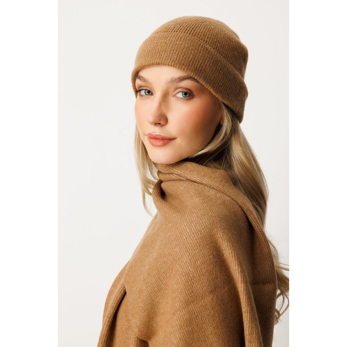 ARTEMIS BEANIE & SCARF WOOL SET CAMEL-ECRU