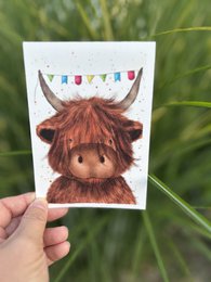 Cartolina - mucca felice
