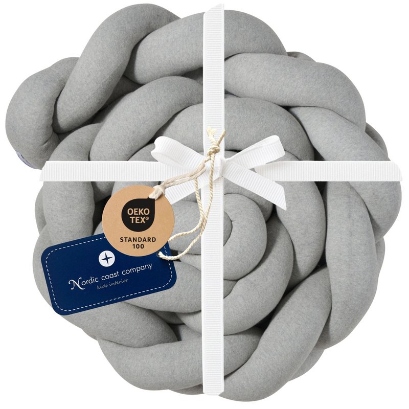 Tour de lit tressé gris tricoté XL