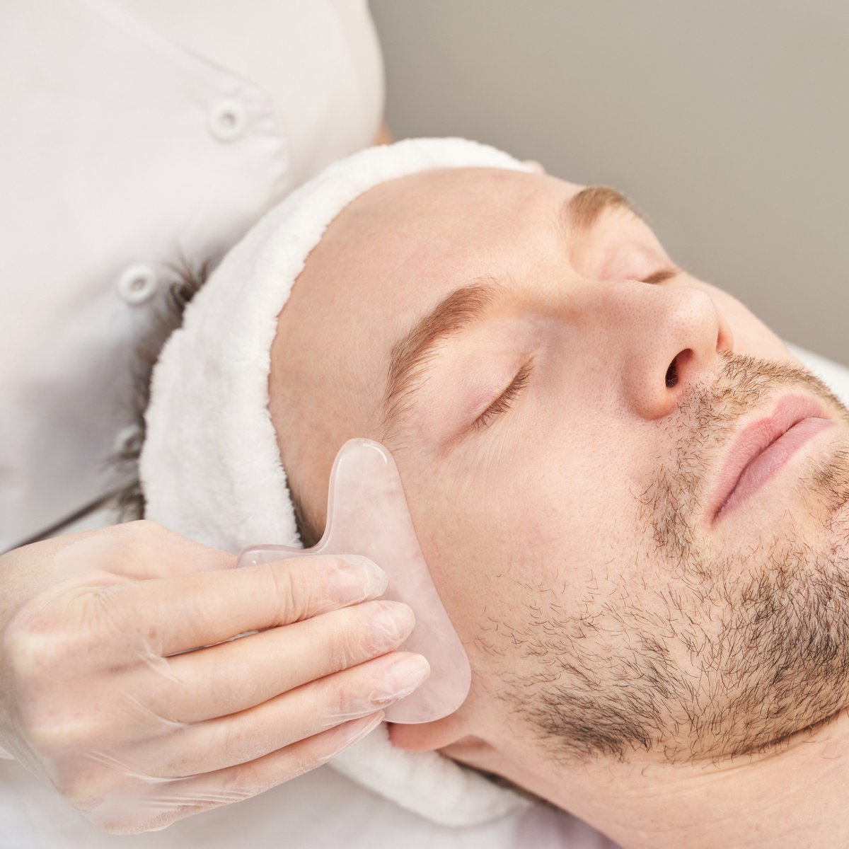 Maska na oczy ThermoConfort i zestaw Gua Sha z kwarcu różowego – Termoterapia – Niezbędne akcesoria kosmetyczne – Kamień naturalny – Narzędzie do liftingu