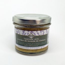 Grüne Tapenade mit Bio-Lavendelblüte