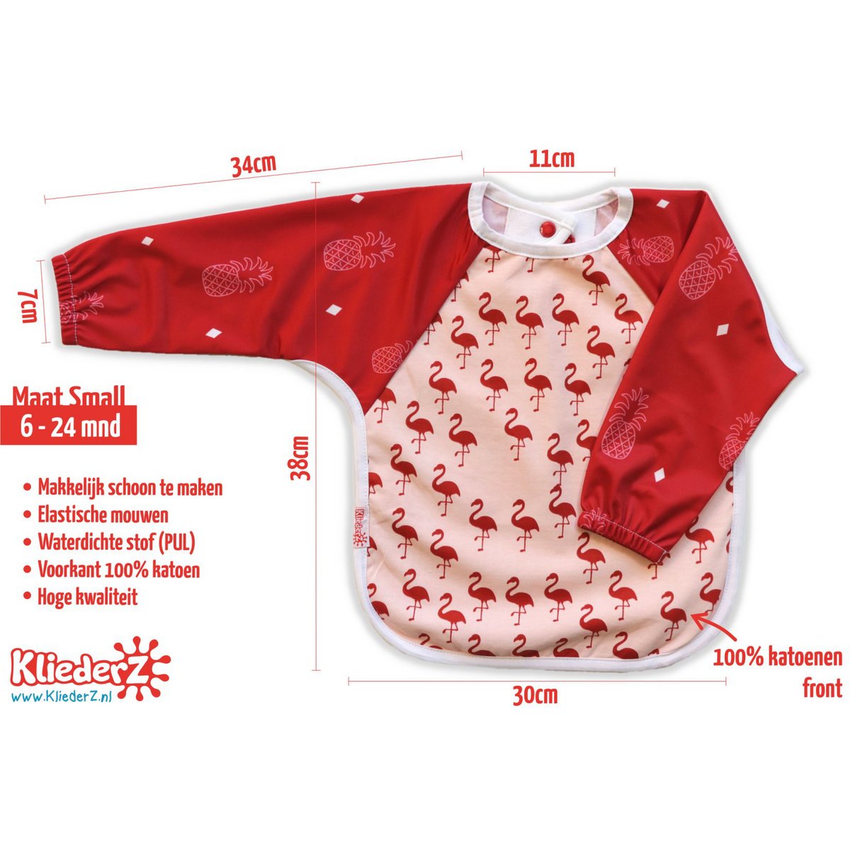 Babero con mangas Pina Flamingo - babero para bebés/niños pequeños