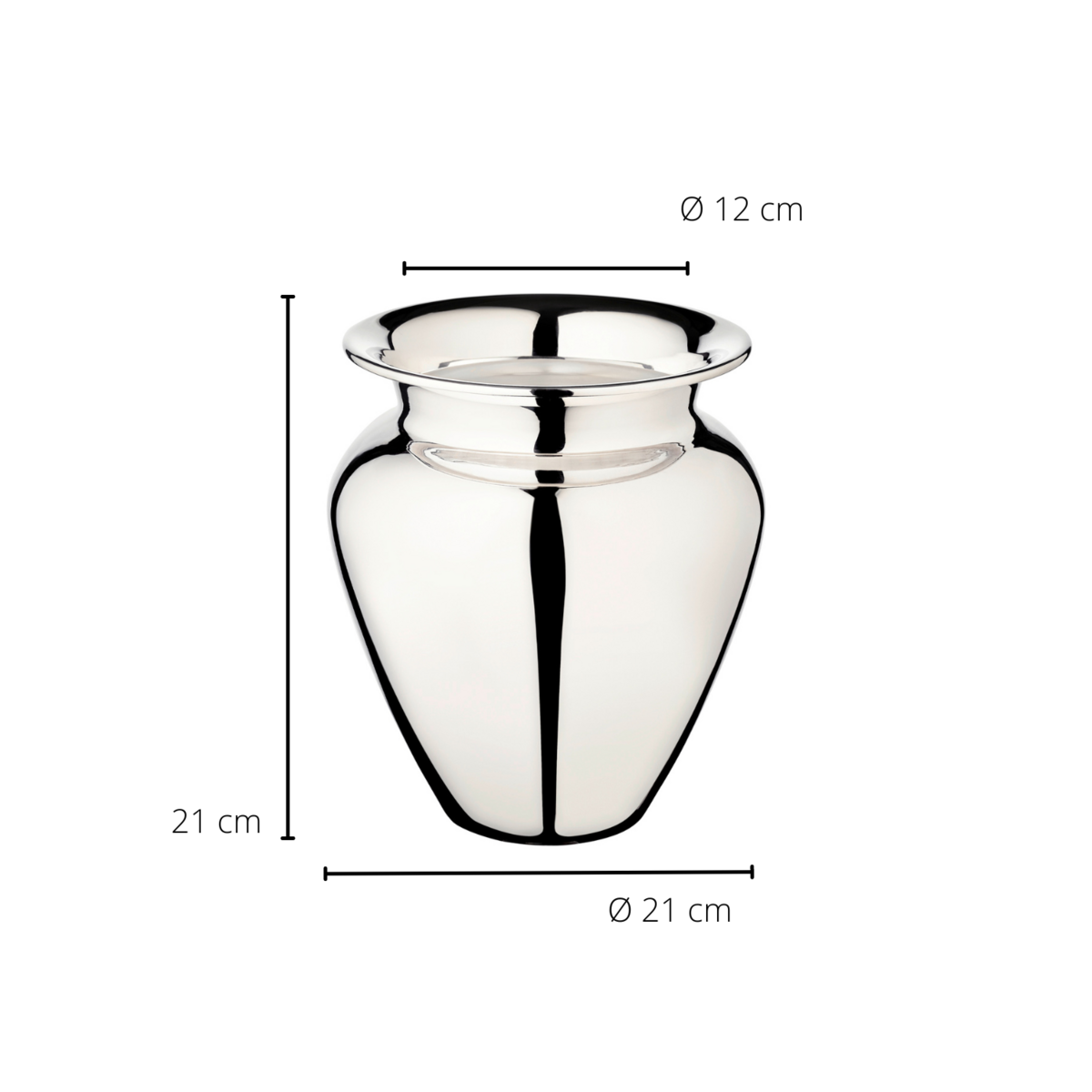 EDZARD Vase Antonia, silver-plated, height 21 cm, diameter 18 cm, opening diameter 12 cm