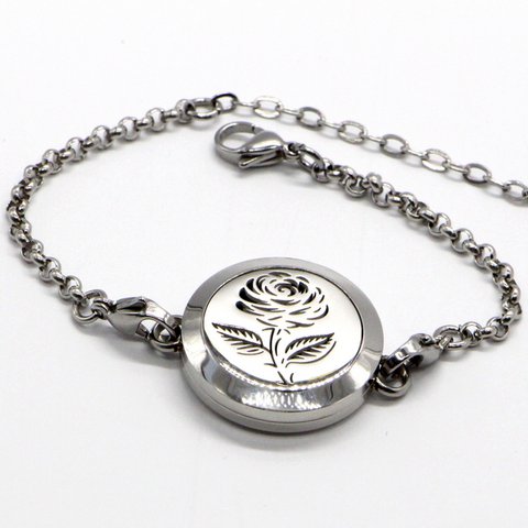 Armband voor aromatherapie – Soli Rose – ontwerp van roestvrij staal – meegeleverde vloeibladen – accessoire voor aromatherapie – cadeau-idee
