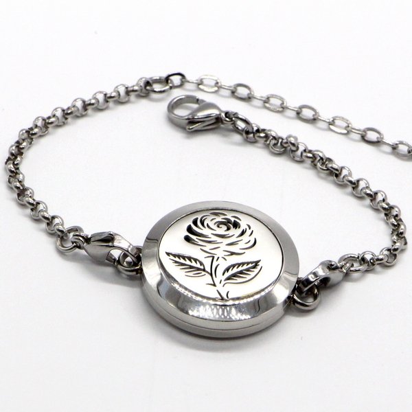 Pulsera de aromaterapia – Soli Rose – Diseño de acero inoxidable – Se proporcionan secantes – Accesorio de aromaterapia – Idea de regalo