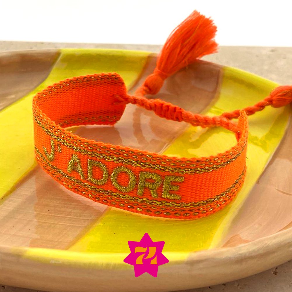 Bracciale in tessuto arancione J'adore oro