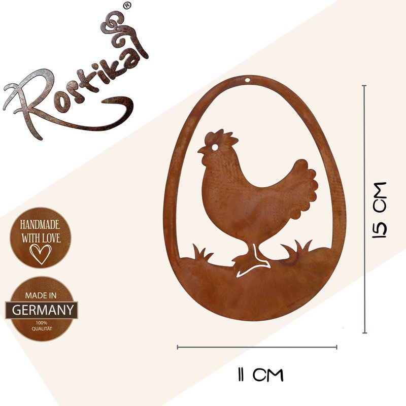 Paasdecoratie kip in het ei | Hangende raamdecoratie voor Pasen | 15 cm x 11 cm