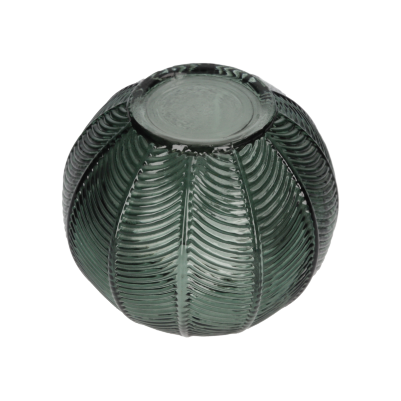 Decorative green glass candle jar Ø15x13 cm