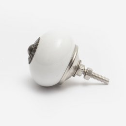 Blauwe keramische knop met witte stippen