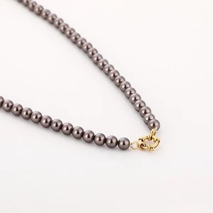 6mm parel ketting JE19098 - CHOCOLATE