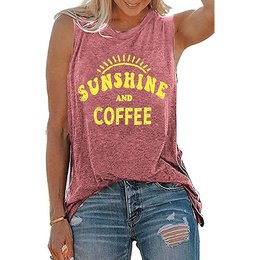 Camiseta sin mangas con cuello redondo estampada SUNSHINE para mujer en Europa y América