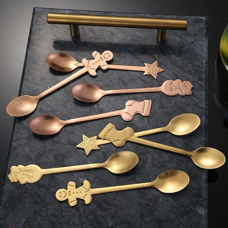 Set of 4 Christmas spoons - For tea, coffee or desserts - 4 colors available