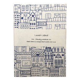 Luna-Leena notesbog A5 hollandske huse print - Delft blå - blødt omslag - miljøvenligt papir - håndlavet i Nepal