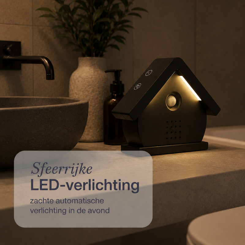 Nichoir Melodiez avec son - Boîte incl. Lumière LED, piles et 5 sons naturels d'oiseaux, d'océan et de jungle - Lumière de minuit