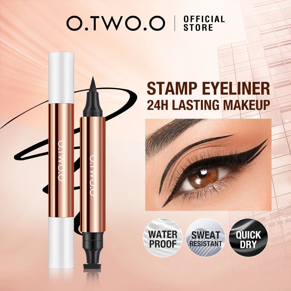 O.TWO.O Matita per eyeliner Eyeliner liquido Impermeabile a prova di sbavature Asciugatura rapida Indossabilità per 12 ore Eyeliner nero ultra fine per frecce