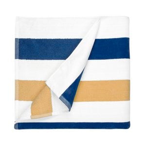 Beach Towel, 100% cotton, 90x190 cm, Stripe Navy/Gold