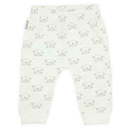 Off-white baby pants with a repeating koala print pattern. The pants have an elastic waistband and are suitable for babies aged 50-80 cm.