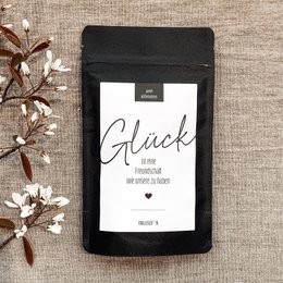 Koffiebonencadeau “Lucky Friend” – Midi-zakje van 50 g zwart – souvenir vriendschap gefeliciteerd