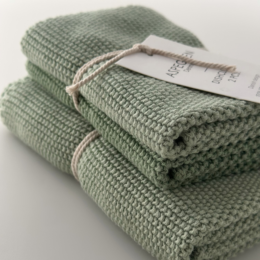 Knitted Kitchen Towel – Solid – Tender Green