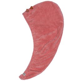  Soft, absorbent bamboo hair turban in a warm terracotta color. Ideal for drying hair after showering or bathing.