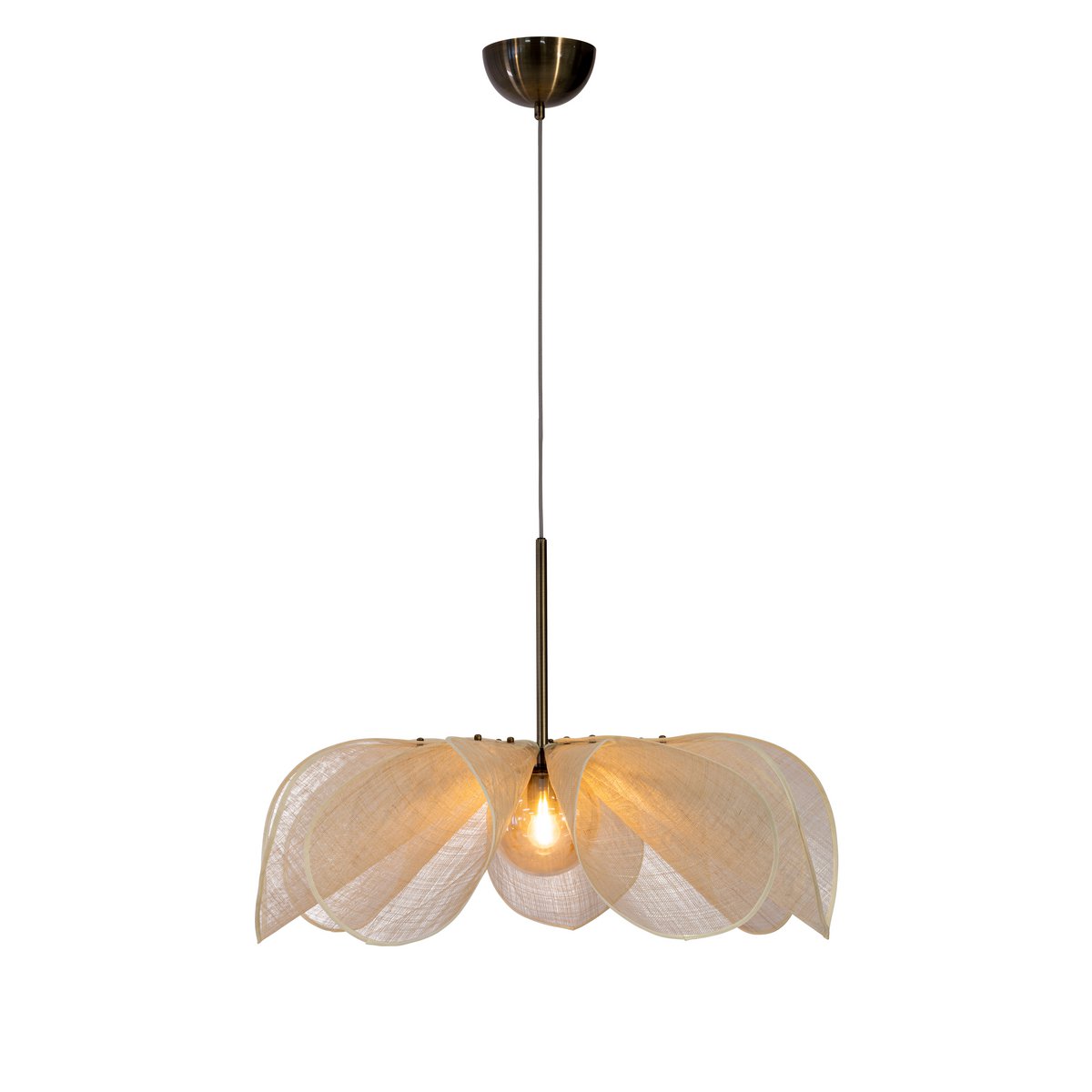 STYRKA Pendelleuchte 1L 75cm Beige/Antikmessing/Bernstein