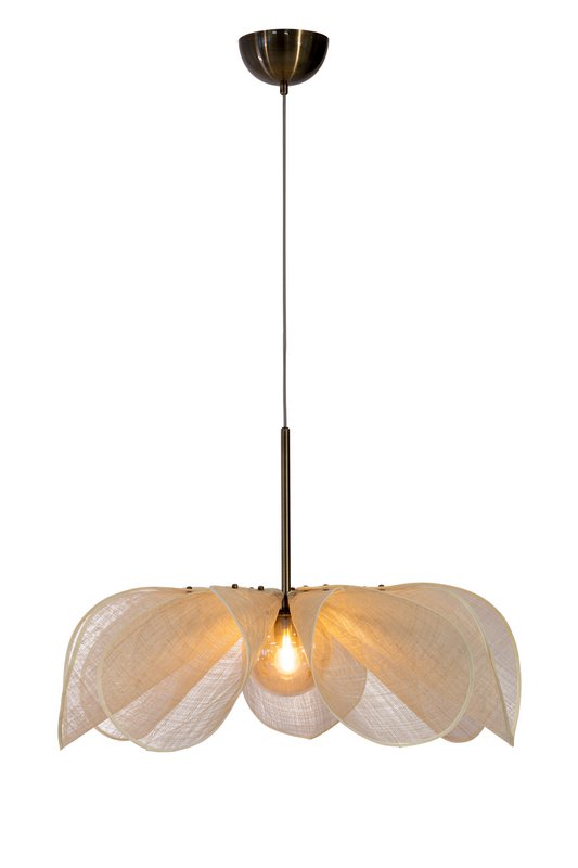 STYRKA Pendelleuchte 1L 75cm Beige/Antikmessing/Bernstein