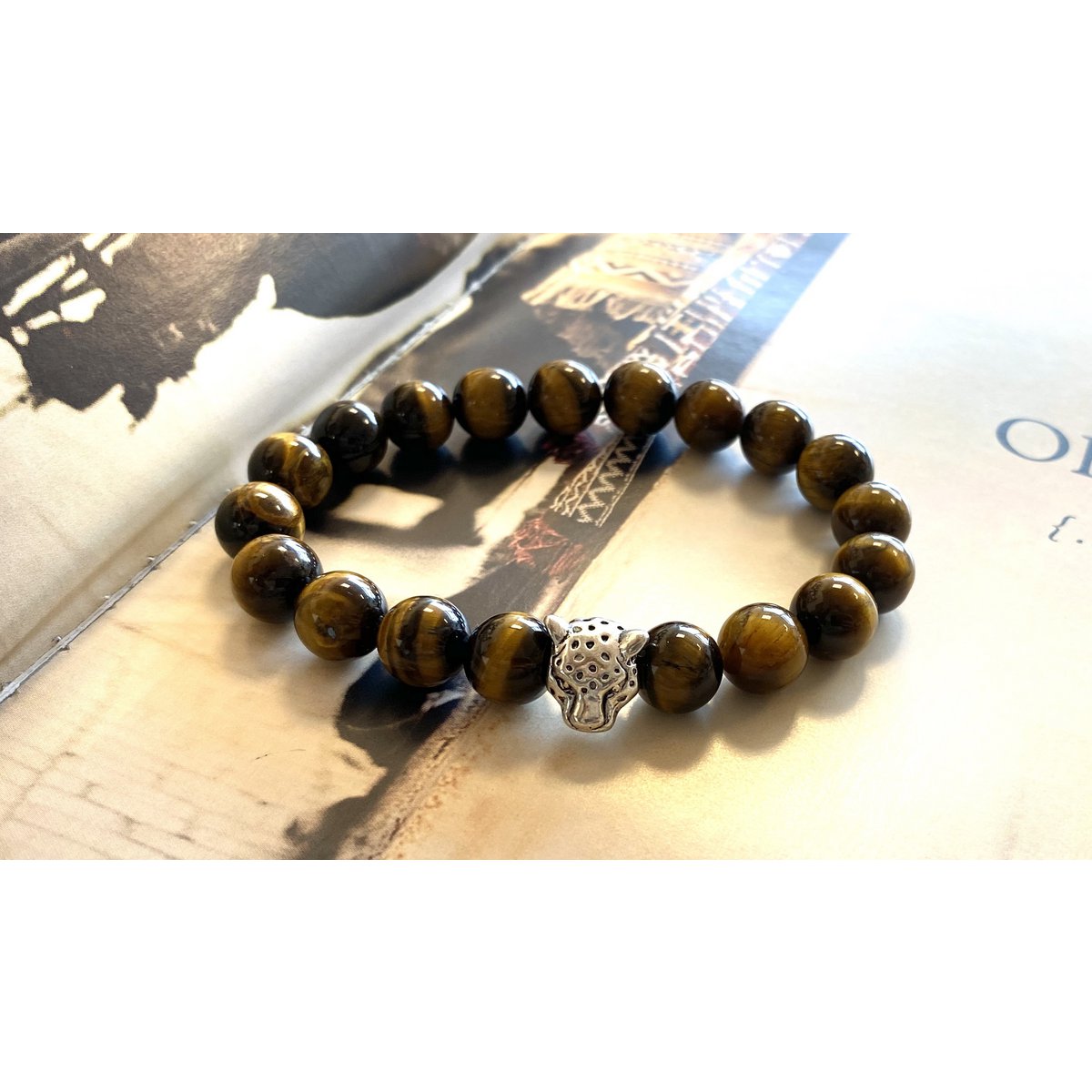 Men's bracelet tiger eye / silver colored tiger bead