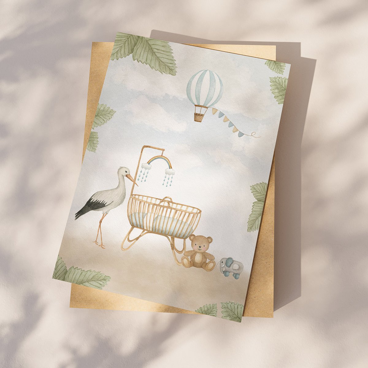 Ansichtkaart baby blauw