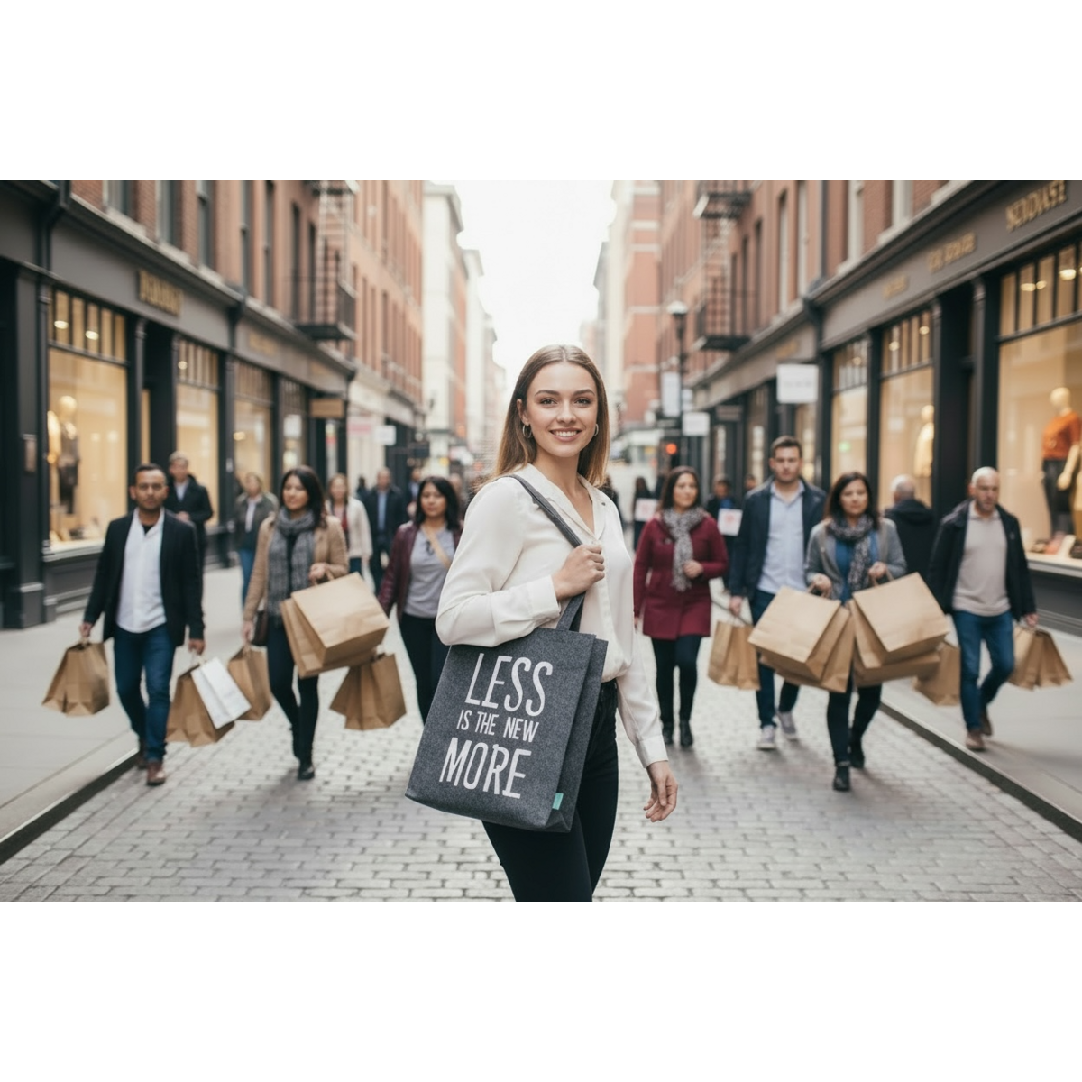 RPET Shoulder Bag Gray with Text