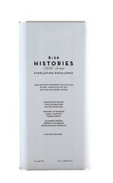 4L refill tin of premium extra virgin olive oil from the Histories brand, featuring a classic tin design.