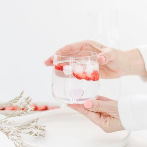 Water glass "heart" pink 400 ml 2er set