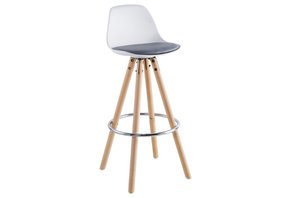 TALL STOOL WHITE SUEDE GRAY UPHOLSTERED SEAT. OK1237 (8472)