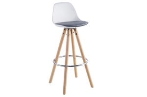 TALL STOOL WHITE SUEDE GRAY UPHOLSTERED SEAT. OK1237 (8472)