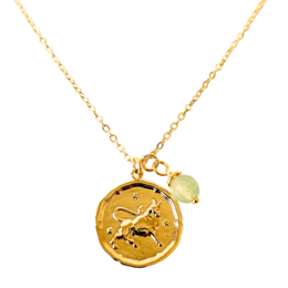 Zodiac Medallion Disc Necklace - Birthstone Pendant