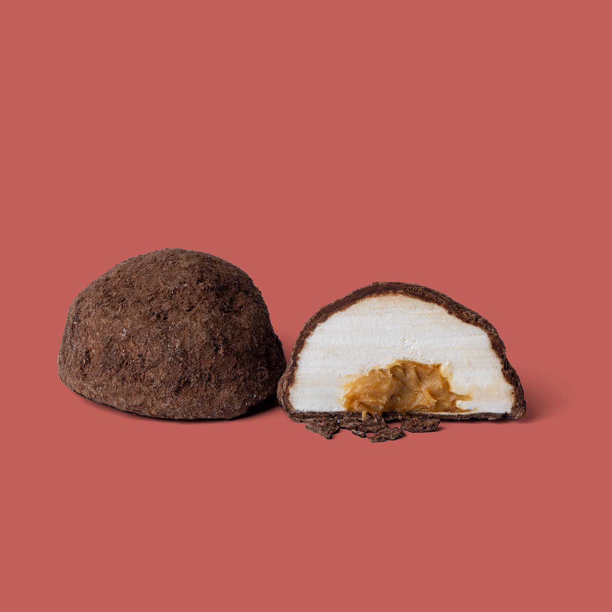 CARAMEL FILLED MALLOWS + DARK CHOC & ORANGE 16G