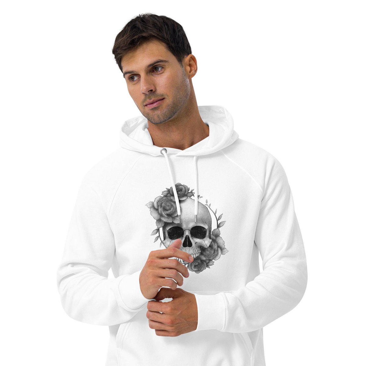 Sweat à capuche raglan biologique unisexe Roses