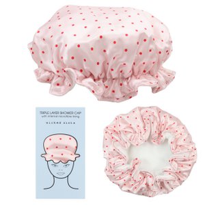 3-lagige Duschhaube Pink & Red Polka Dot Copy