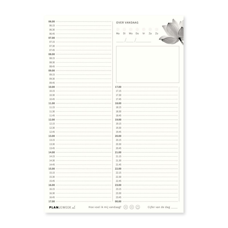 Prikkelarme A5 dagplanner 'Lotus' schrijfblok