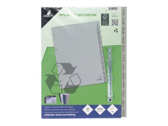 ECO Tab Kangaro A4 letters 180gr gray cardboard 4r 12pcs FSC Jan-Dec