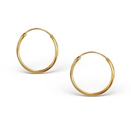 Small hoop earrings made of 925 sterling silver with a gold finish.