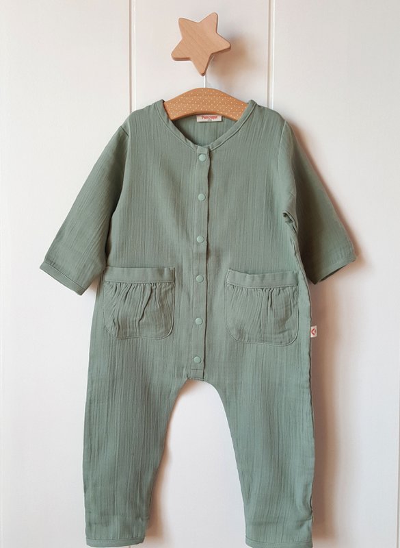 Uniseks mousseline romper / 100% biologisch dubbel gaaskatoen