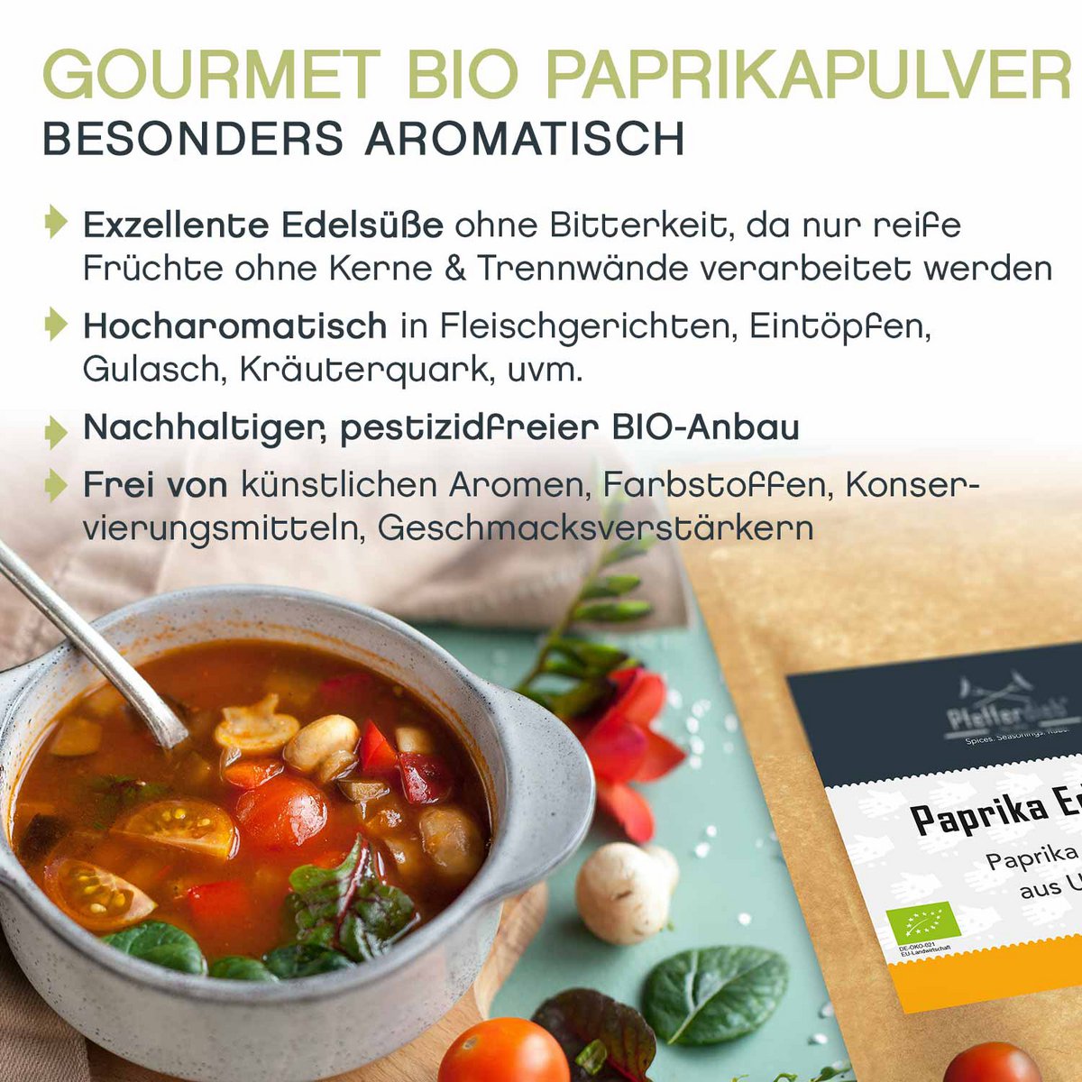 Paprika doux, moulu, Hongrois, BIO, 250g