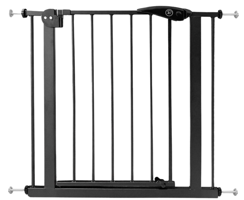 Liefjes & Co Cancelletto per scale senza foratura - Da 75 a 95 cm - Cancelletti di sicurezza - Cancelletto per bambini - Montaggio a morsetto - Nero - Bianco
