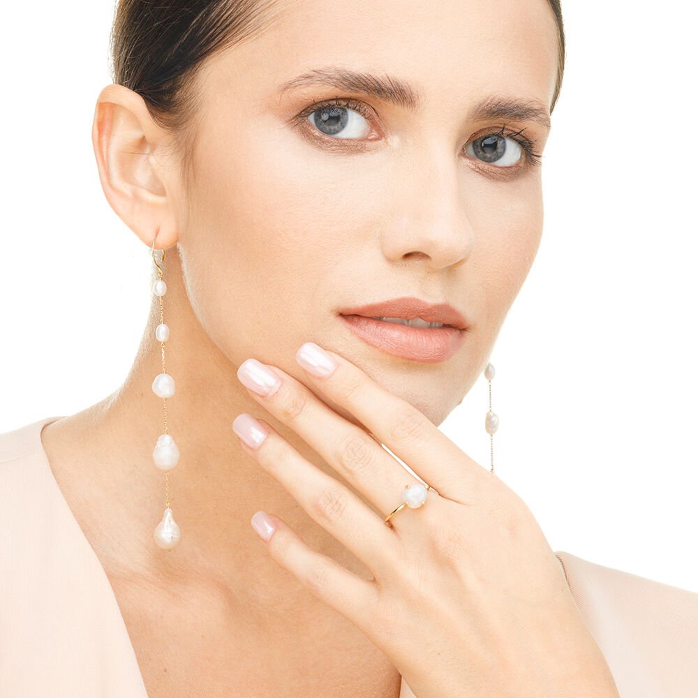 Pendientes Perlas Barrocas, oro amarillo de 14 quilates