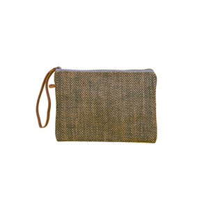 "The Scoop" Clutch - Herringbone Grün
