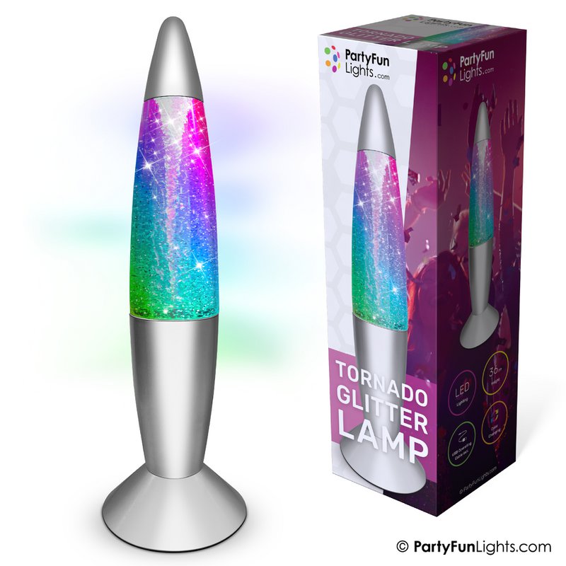 Glitter Tornado Lampe - farveskiftende - LED - batterier