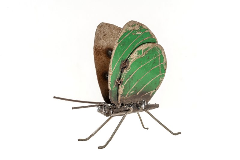 ZIMBA-ARTS PAPILLON VERT MÉTAL DEBOUT