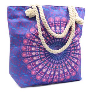 MAND-02 - Mandela Tas met Touw Handvat - Paars Blauw