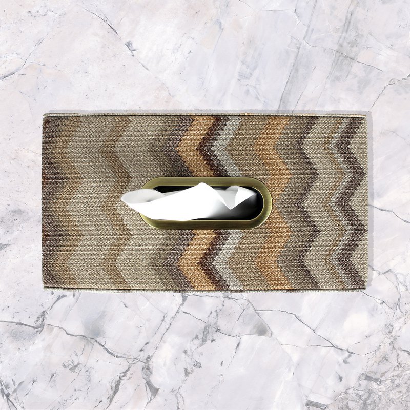 Tissue box zigzag brun grå mønster facial tissue box